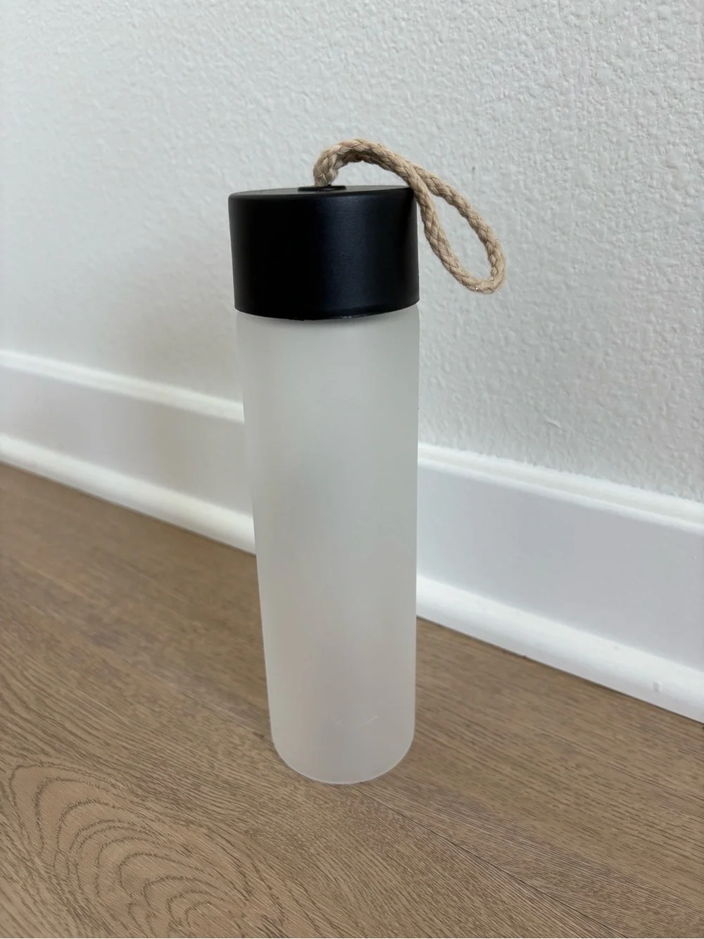 Ashley Snell Collection Frosted Water Bottle - Black Cap & Rope
